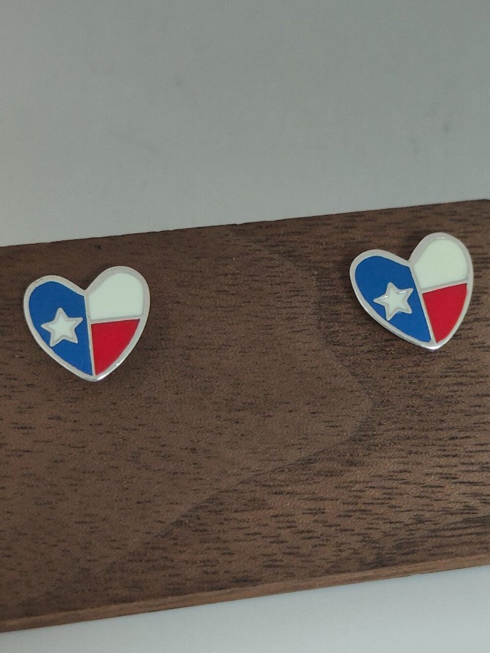 Texas Flag Heart Stud Earring Exclusive Designed S925 Silver with box